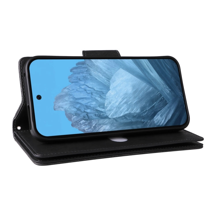 For Google Pixel 9 Rivet Buckle 9 Cards Three Fold Leather Phone Case(Black) - Google Cases by PMC TechLife | Online Shopping South Africa | PMC TechLife | Buy Now Pay Later Mobicred