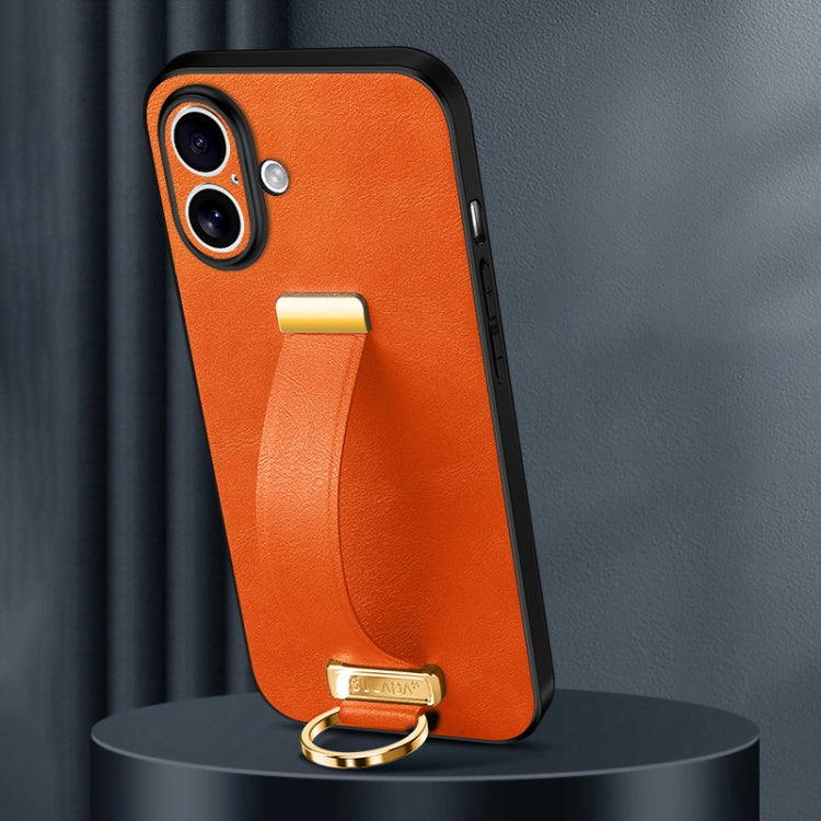 For iPhone 16 Plus SULADA Tide Cool Series PC + Leather Texture Skin Feel Phone Case(Orange) - free shipping - PMC Jewellery - Order now!