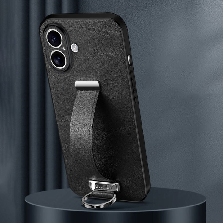 For iPhone 16 SULADA Tide Cool Series PC + Leather Texture Skin Feel Phone Case(Black) - free shipping - PMC Jewellery - Order now!