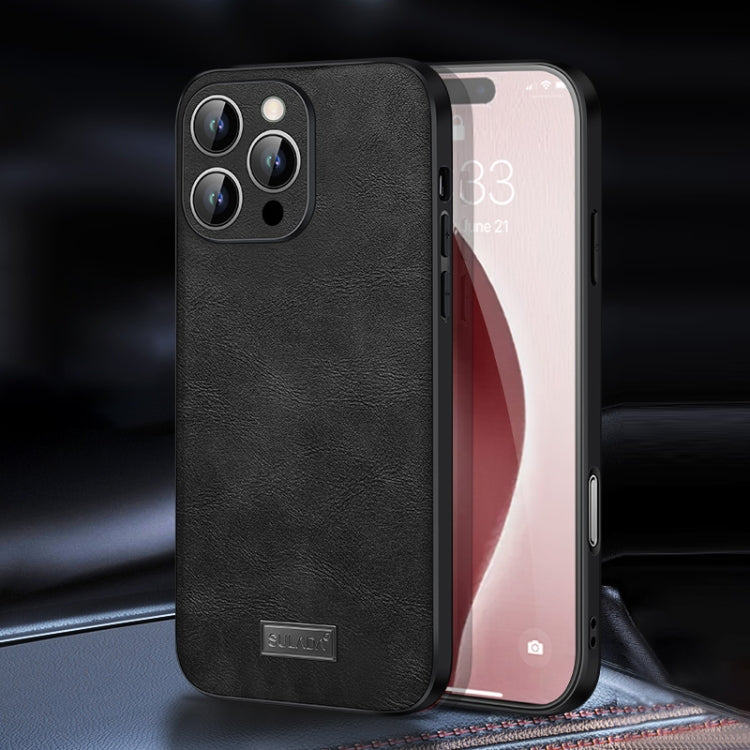 For iPhone 16 Pro SULADA Shockproof TPU Hybrid Handmade Leather Phone Case(Black) - free shipping - PMC Jewellery - Order now!