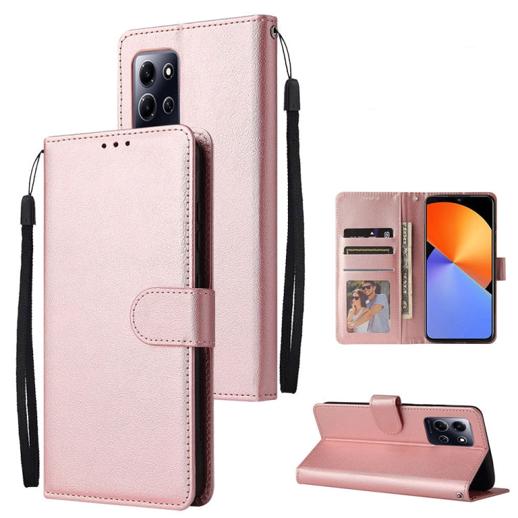 For Infinix Note 30i 3 Card Slots Multifunctional Leather Phone Case(Rose Gold) - Infinix Cases by PMC TechLife | Online Shopping South Africa | PMC TechLife | Buy Now Pay Later Mobicred