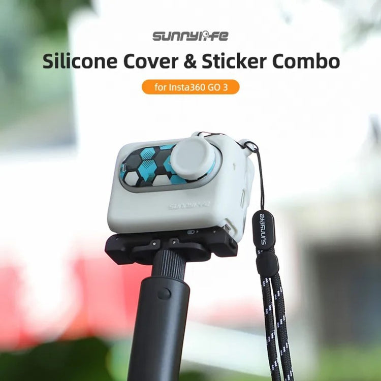 For Insta360 GO 3 Sunnylife Silicone Case Stickers Skin Wrap Lens Cover with Neck Strap(Black) - free shipping - PMC TechLife - Order now!