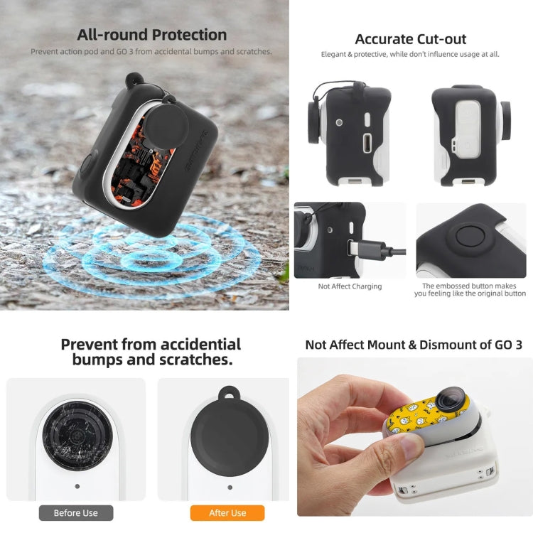 For Insta360 GO 3 Sunnylife Silicone Case Stickers Skin Wrap Lens Cover with Neck Strap(White) - Case & Bags by Sunnylife | Online Shopping South Africa | PMC TechLife | Buy Now Pay Later Mobicred