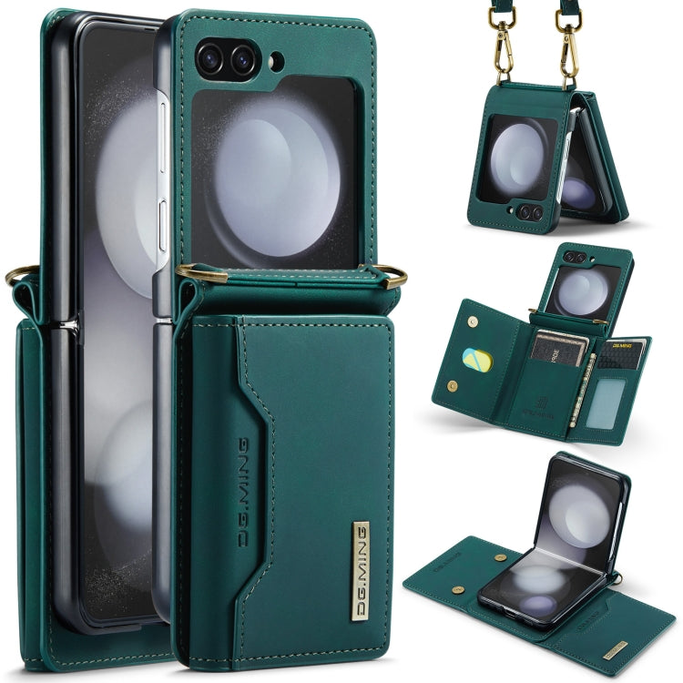 For Samsung Galaxy Z Flip5 5G DG.MING M2 Series Card Bag Magnetic Leather Phone Case(Green) - Galaxy Z Flip5 Cases by DG.MING | Online Shopping South Africa | PMC TechLife | Buy Now Pay Later Mobicred