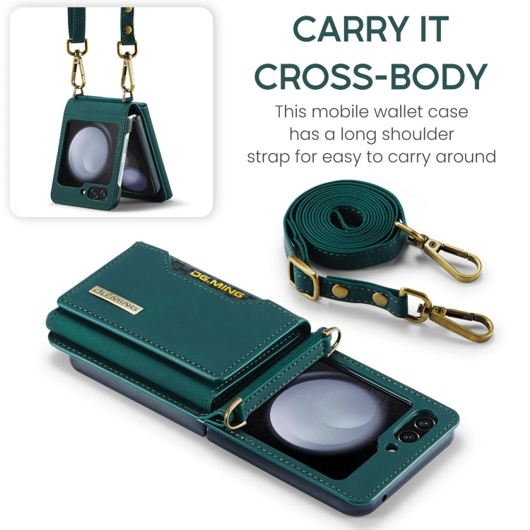 For Samsung Galaxy Z Flip5 5G DG.MING M2 Series Card Bag Magnetic Leather Phone Case(Green) - Galaxy Z Flip5 Cases by DG.MING | Online Shopping South Africa | PMC TechLife | Buy Now Pay Later Mobicred
