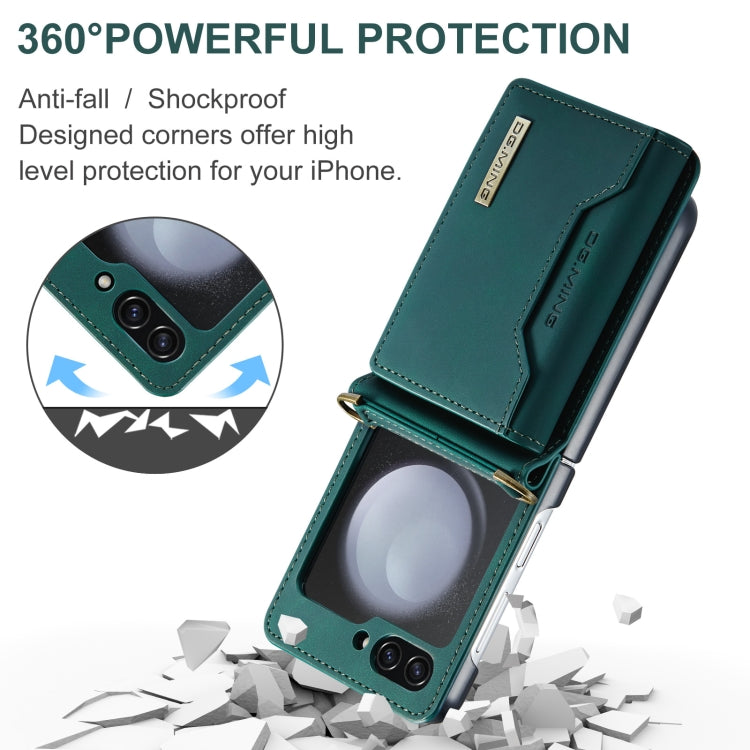 For Samsung Galaxy Z Flip5 5G DG.MING M2 Series Card Bag Magnetic Leather Phone Case(Green) - Galaxy Z Flip5 Cases by DG.MING | Online Shopping South Africa | PMC TechLife | Buy Now Pay Later Mobicred