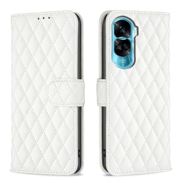 For Honor 90 Lite/X50i Diamond Lattice Wallet Flip Leather Phone Case(White) - Honor Cases by PMC TechLife | Online Shopping South Africa | PMC TechLife | Buy Now Pay Later Mobicred