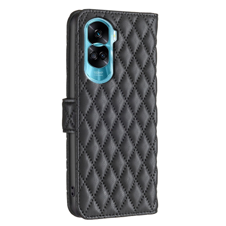 For Honor 90 Lite/X50i Diamond Lattice Wallet Flip Leather Phone Case(Black) - Honor Cases by PMC TechLife | Online Shopping South Africa | PMC TechLife | Buy Now Pay Later Mobicred