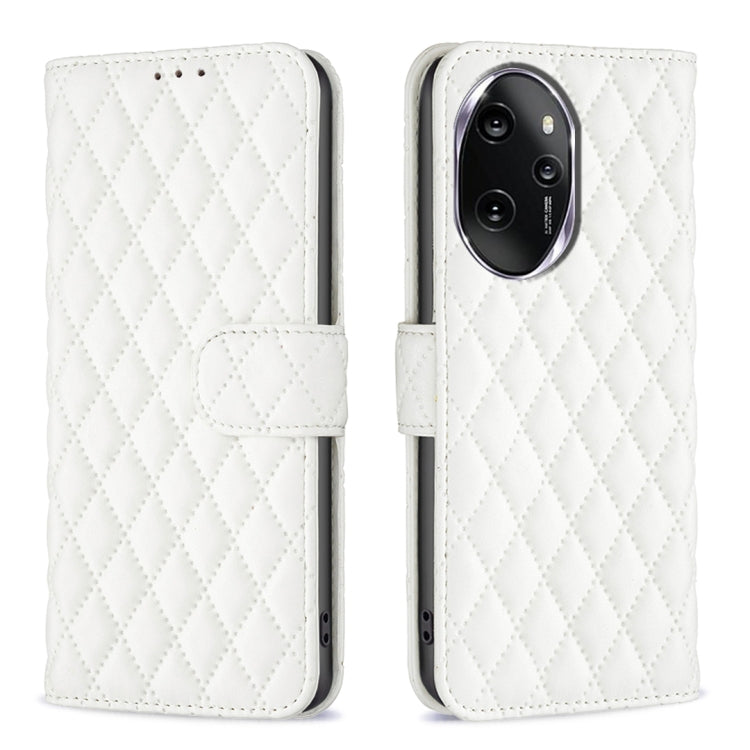 For Honor 100 Pro Diamond Lattice Wallet Flip Leather Phone Case(White) - Honor Cases by PMC TechLife | Online Shopping South Africa | PMC TechLife | Buy Now Pay Later Mobicred