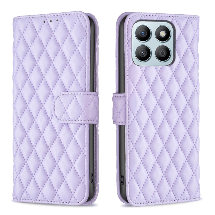 For Honor X8b Diamond Lattice Wallet Flip Leather Phone Case(Purple) - Honor Cases by PMC TechLife | Online Shopping South Africa | PMC TechLife | Buy Now Pay Later Mobicred