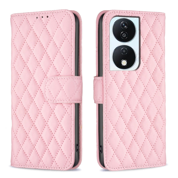 For Honor X7b Diamond Lattice Wallet Flip Leather Phone Case(Pink) - Honor Cases by PMC TechLife | Online Shopping South Africa | PMC TechLife | Buy Now Pay Later Mobicred