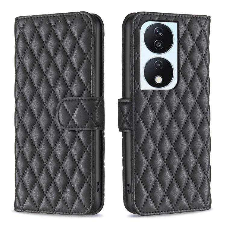 For Honor X7b Diamond Lattice Wallet Flip Leather Phone Case(Black) - Honor Cases by PMC TechLife | Online Shopping South Africa | PMC TechLife | Buy Now Pay Later Mobicred