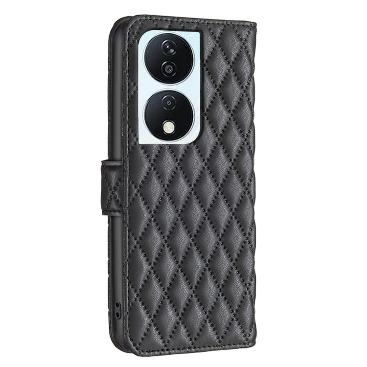 For Honor X7b Diamond Lattice Wallet Flip Leather Phone Case(Black) - Honor Cases by PMC TechLife | Online Shopping South Africa | PMC TechLife | Buy Now Pay Later Mobicred