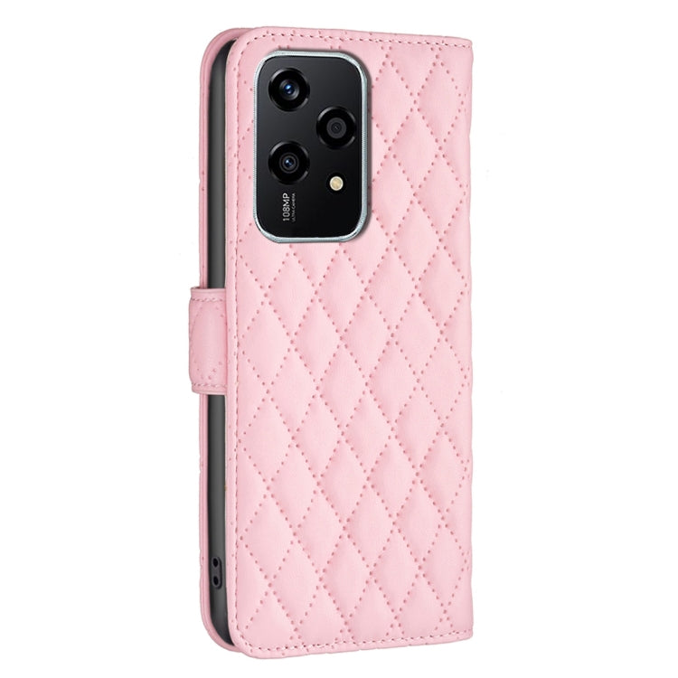 For Honor 200 Lite Global Diamond Lattice Wallet Flip Leather Phone Case(Pink) - Honor Cases by PMC TechLife | Online Shopping South Africa | PMC TechLife | Buy Now Pay Later Mobicred