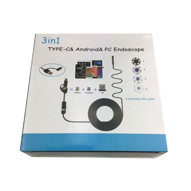 AN100 3 in 1 IP67 Waterproof USB-C / Type-C + Micro USB + USB HD Endoscope Snake Tube Inspection Camera for Parts of OTG Function Android Mobile Phone, with 6 LEDs, Lens Diameter:5.5mm(Length: 3.5m) -  by PMC TechLife | Online Shopping South Africa | PMC TechLife