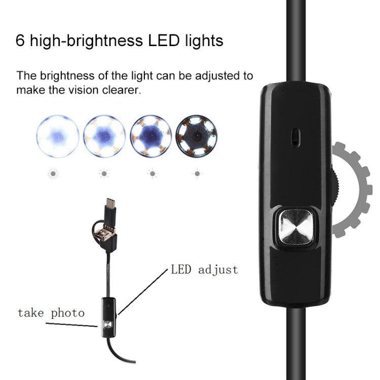 AN100 3 in 1 IP67 Waterproof USB-C / Type-C + Micro USB + USB HD Endoscope Snake Tube Inspection Camera for Parts of OTG Function Android Mobile Phone, with 6 LEDs, Lens Diameter:5.5mm(Length: 3.5m) -  by PMC TechLife | Online Shopping South Africa | PMC TechLife