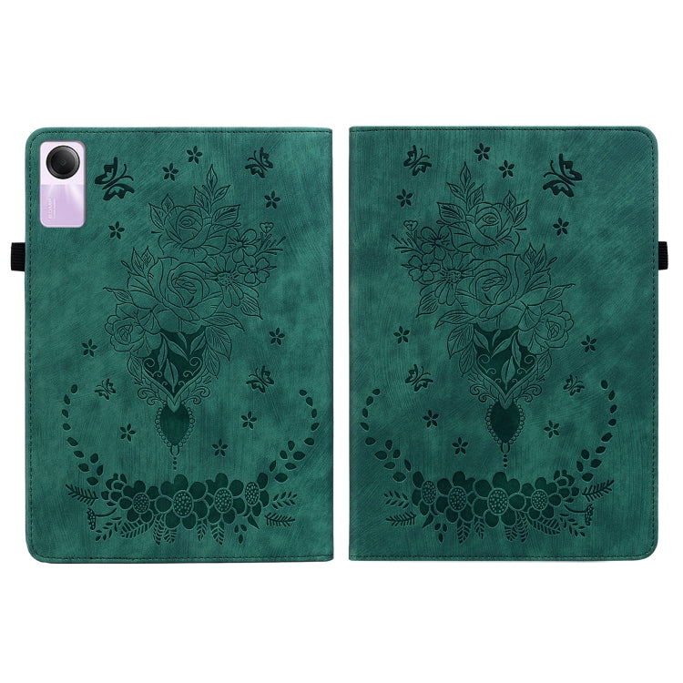 For Xiaomi Redmi Pad SE 11 inch Butterfly Rose Embossed Leather Tablet Case(Green) - More Tablet Cases by PMC TechLife | Online Shopping South Africa | PMC TechLife