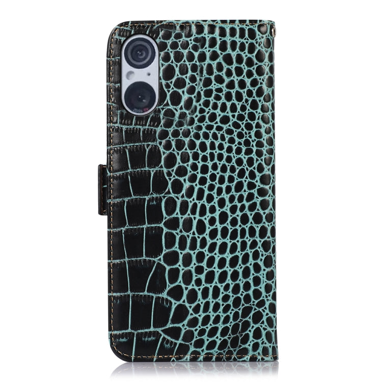 For Sony Xperia 5 V Crocodile Top Layer Cowhide Leather Phone Case(Green) - Sony Cases by PMC TechLife | Online Shopping South Africa | PMC TechLife | Buy Now Pay Later Mobicred
