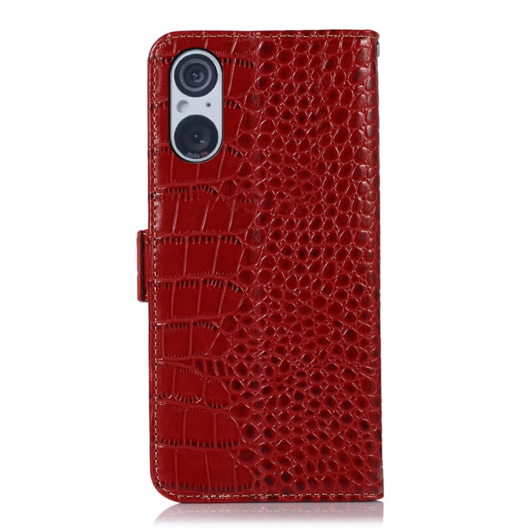 For Sony Xperia 5 V Crocodile Top Layer Cowhide Leather Phone Case(Red) - Sony Cases by PMC TechLife | Online Shopping South Africa | PMC TechLife | Buy Now Pay Later Mobicred