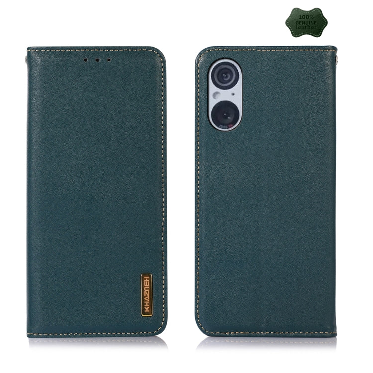 For Sony Xperia 5 V KHAZNEH Nappa Top Layer Cowhide Leather Phone Case(Green) - Sony Cases by PMC TechLife | Online Shopping South Africa | PMC TechLife | Buy Now Pay Later Mobicred