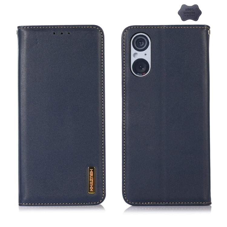 For Sony Xperia 5 V KHAZNEH Nappa Top Layer Cowhide Leather Phone Case(Blue) - Sony Cases by PMC TechLife | Online Shopping South Africa | PMC TechLife | Buy Now Pay Later Mobicred