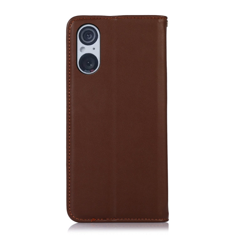 For Sony Xperia 5 V KHAZNEH Nappa Top Layer Cowhide Leather Phone Case(Brown) - Sony Cases by PMC TechLife | Online Shopping South Africa | PMC TechLife | Buy Now Pay Later Mobicred