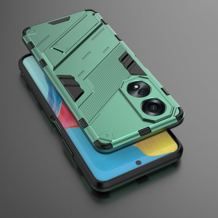 For OPPO A58 4G Global Punk Armor 2 in 1 PC + TPU Phone Case with Holder(Green) - OPPO Cases by PMC TechLife | Online Shopping South Africa | PMC TechLife