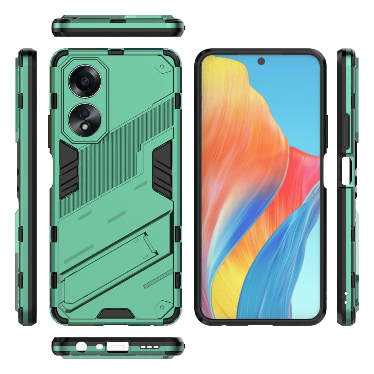 For OPPO A58 4G Global Punk Armor 2 in 1 PC + TPU Phone Case with Holder(Green) - OPPO Cases by PMC TechLife | Online Shopping South Africa | PMC TechLife