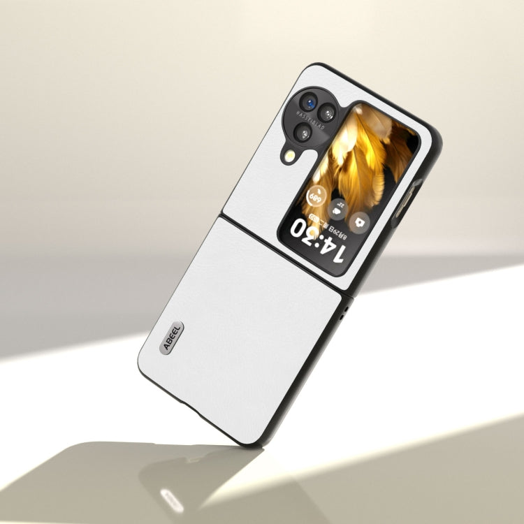 For OPPO Find N3 Flip ABEEL Dual Color Lichi Texture PU Phone Case(White) - Find N3 Flip Cases by PMC TechLife | Online Shopping South Africa | PMC TechLife
