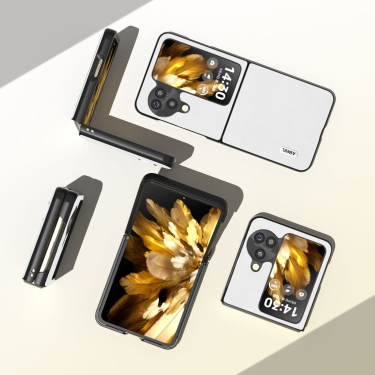 For OPPO Find N3 Flip ABEEL Dual Color Lichi Texture PU Phone Case(White) - Find N3 Flip Cases by PMC TechLife | Online Shopping South Africa | PMC TechLife