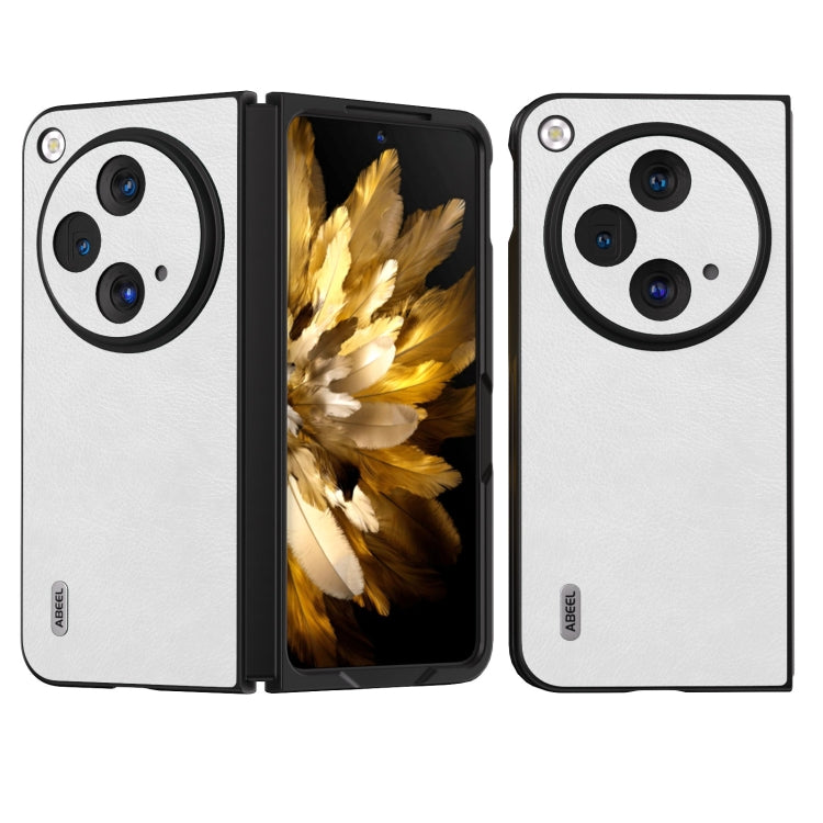 For OPPO Find N3 / OnePlus Open ABEEL Dual Color Lichi Texture PU Phone Case(White) - OPPO Cases by PMC TechLife | Online Shopping South Africa | PMC TechLife | Buy Now Pay Later Mobicred
