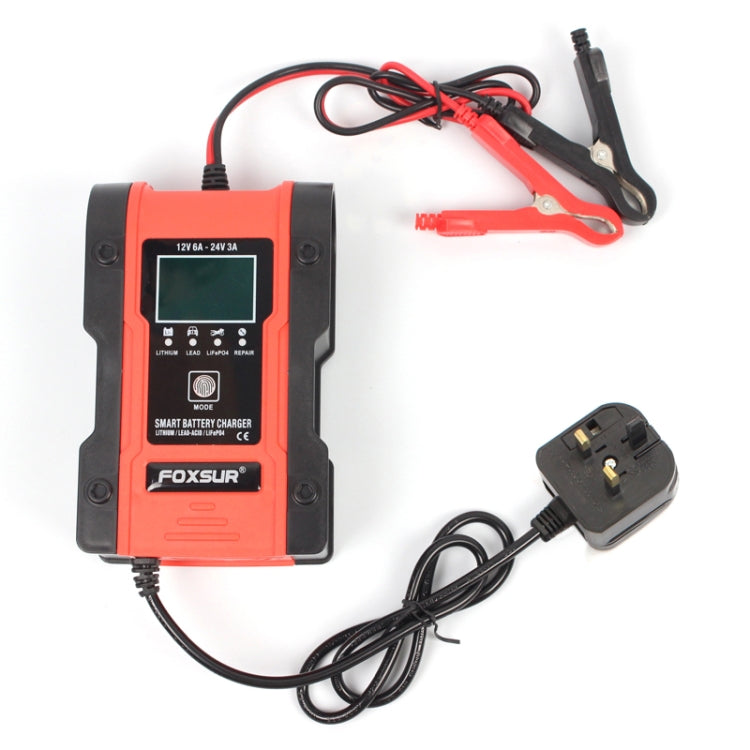 FOXSUR 12V-24V Car Motorcycle Repair Battery Charger AGM Charger Color:Red(UK Plug) - Battery Charger by FOXSUR | Online Shopping South Africa | PMC TechLife | Buy Now Pay Later Mobicred