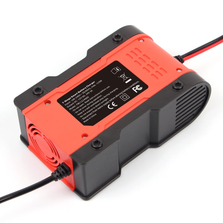 FOXSUR 12V-24V Car Motorcycle Repair Battery Charger AGM Charger Color:Red(UK Plug) - Battery Charger by FOXSUR | Online Shopping South Africa | PMC TechLife | Buy Now Pay Later Mobicred