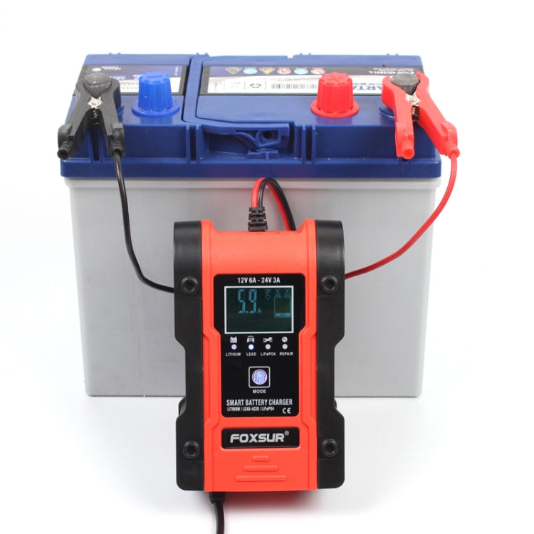 FOXSUR 12V-24V Car Motorcycle Repair Battery Charger AGM Charger Color:Red(UK Plug) - Battery Charger by FOXSUR | Online Shopping South Africa | PMC TechLife | Buy Now Pay Later Mobicred