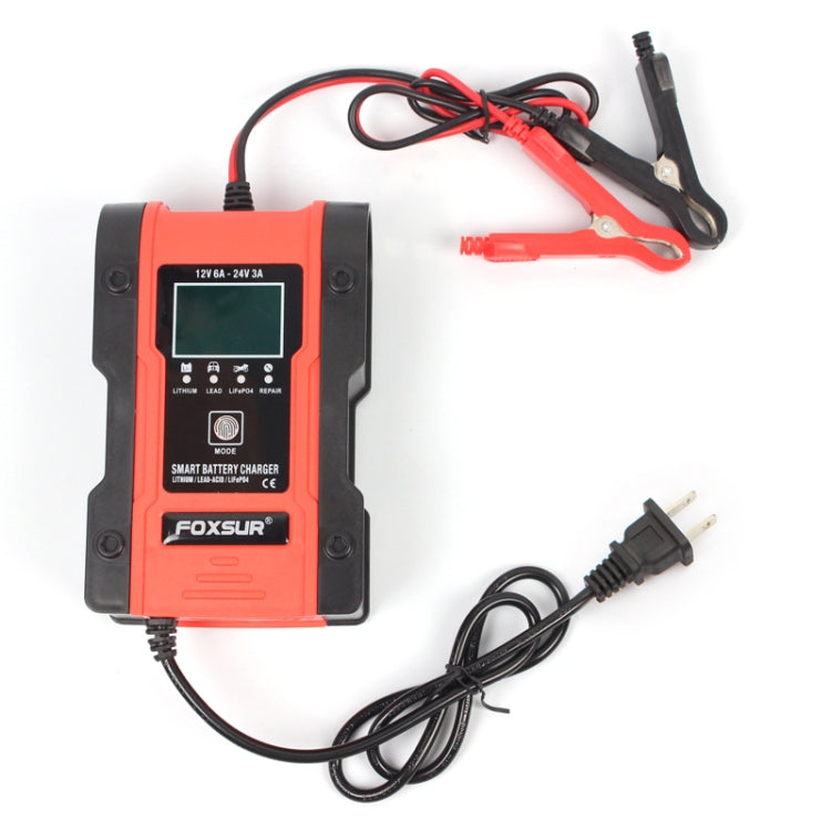 FOXSUR 12V-24V Car Motorcycle Repair Battery Charger AGM Charger Color:Red(US Plug) - free shipping - PMC TechLife - Order now!