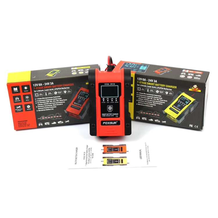 FOXSUR 12V-24V Car Motorcycle Repair Battery Charger AGM Charger Color:Red(US Plug) - free shipping - PMC TechLife - Order now!
