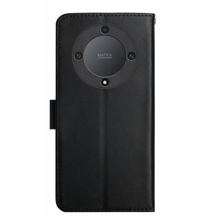 For Honor X9b HT02 Genuine Leather Fingerprint-proof Flip Phone Case(Black) - Honor Cases by PMC TechLife | Online Shopping South Africa | PMC TechLife | Buy Now Pay Later Mobicred