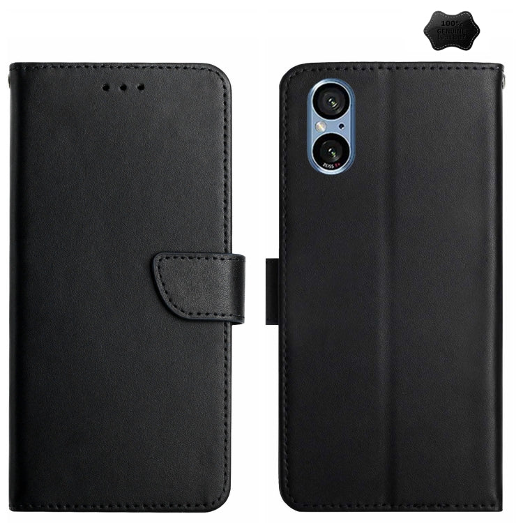 For Sony Xperia 5 V Genuine Leather Fingerprint-proof Horizontal Flip Phone Case(Black) - Sony Cases by PMC TechLife | Online Shopping South Africa | PMC TechLife | Buy Now Pay Later Mobicred