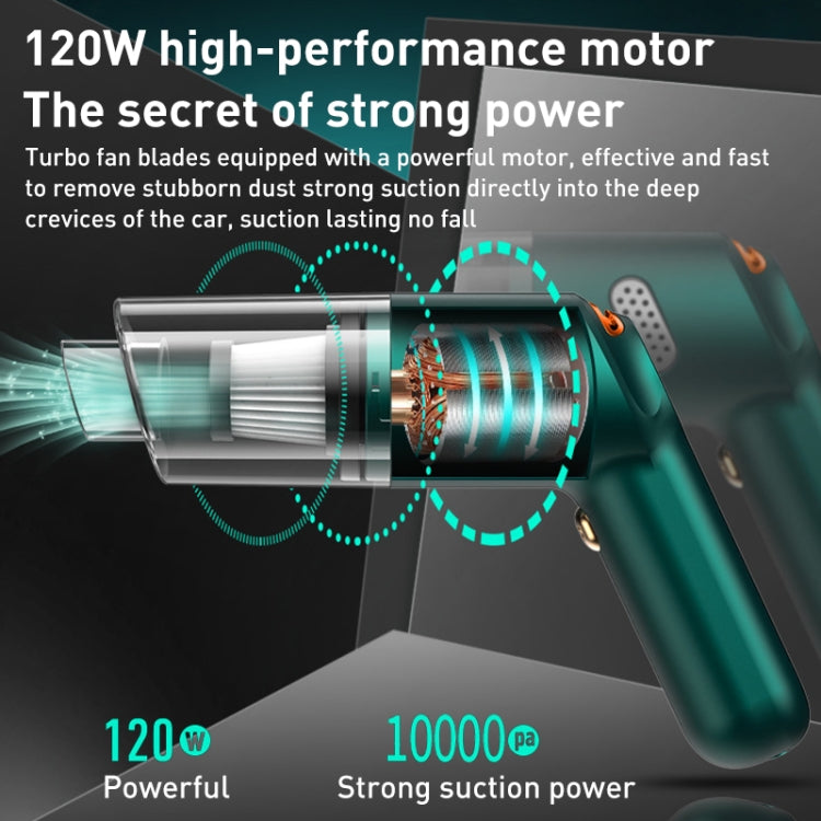 KBN-010 10000Pa Powerful Car Cordless Vacuum Cleaner Handheld Cleaning Tool, Spec:Premium Version(Dark Green) - Vacuum Cleaner by PMC TechLife | Online Shopping South Africa | PMC TechLife | Buy Now Pay Later Mobicred