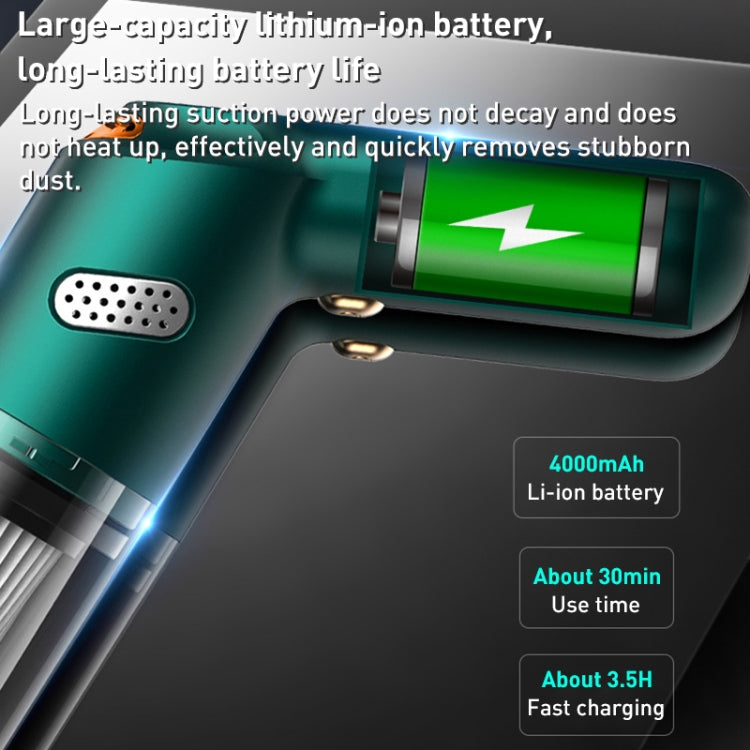 KBN-010 10000Pa Powerful Car Cordless Vacuum Cleaner Handheld Cleaning Tool, Spec:Premium Version(Dark Green) - Vacuum Cleaner by PMC TechLife | Online Shopping South Africa | PMC TechLife | Buy Now Pay Later Mobicred