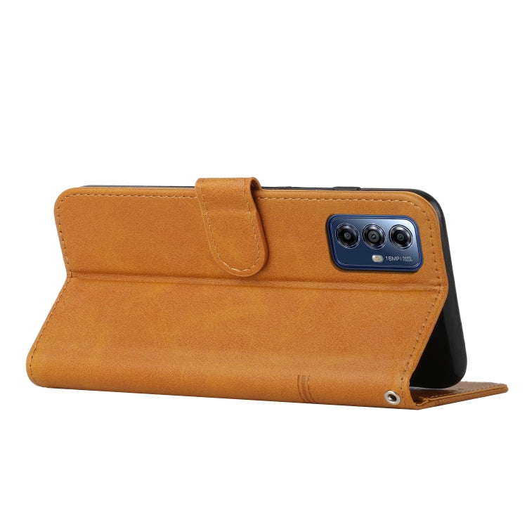 For Motorola Moto G Play 5G 2024 Stitching Calf Texture Buckle Leather Phone Case(Yellow) - Motorola Cases by PMC Jewellery | Online Shopping South Africa | PMC Jewellery | Buy Now Pay Later Mobicred