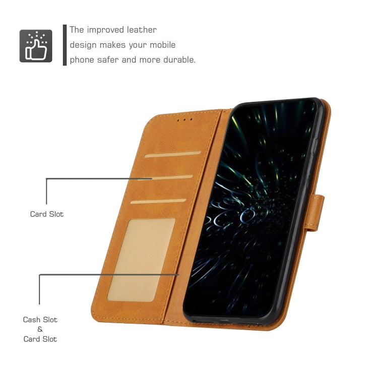 For Motorola Moto G Play 5G 2024 Stitching Calf Texture Buckle Leather Phone Case(Yellow) - Motorola Cases by PMC Jewellery | Online Shopping South Africa | PMC Jewellery | Buy Now Pay Later Mobicred