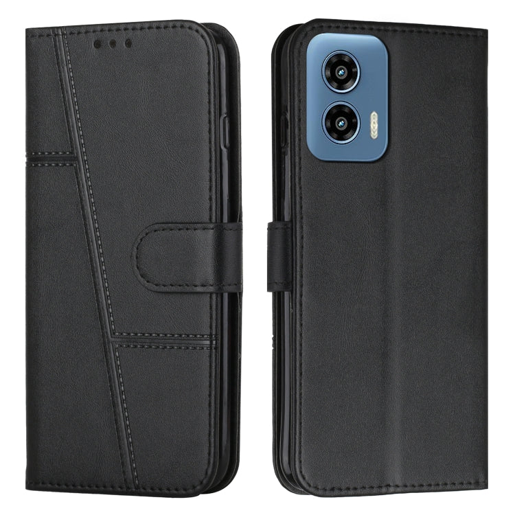 For Motorola Moto G Play 5G 2024/G 5G 2024 Stitching Calf Texture Buckle Leather Phone Case(Black) - free shipping - PMC Jewellery - Order now!