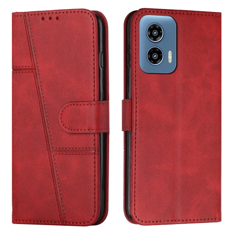 For Motorola Moto G Play 5G 2024/G 5G 2024 Stitching Calf Texture Buckle Leather Phone Case(Red) - Motorola Cases by PMC Jewellery | Online Shopping South Africa | PMC Jewellery | Buy Now Pay Later Mobicred