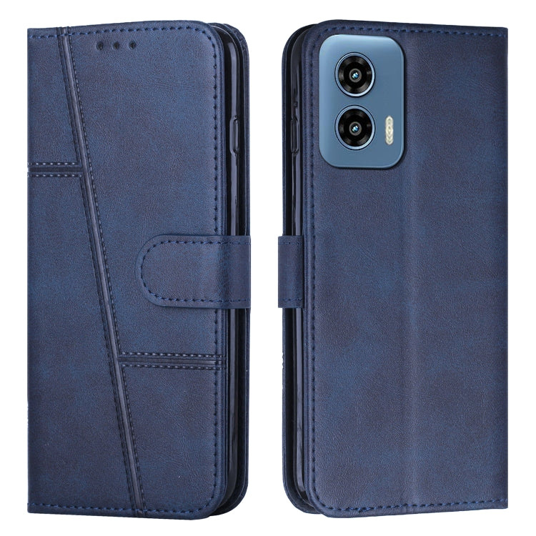 For Motorola Moto G Play 5G 2024/G 5G 2024 Stitching Calf Texture Buckle Leather Phone Case(Blue) - free shipping - PMC Jewellery - Order now!
