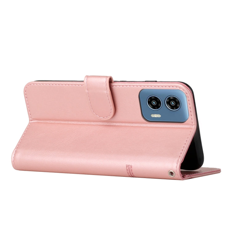 For Motorola Moto G Play 5G 2024/G 5G 2024 Stitching Calf Texture Buckle Leather Phone Case(Rose Gold) - Motorola Cases by PMC Jewellery | Online Shopping South Africa | PMC Jewellery | Buy Now Pay Later Mobicred