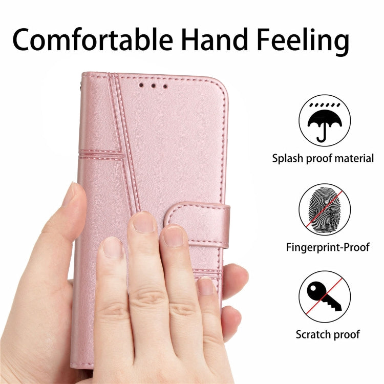 For Motorola Moto G Play 5G 2024/G 5G 2024 Stitching Calf Texture Buckle Leather Phone Case(Rose Gold) - Motorola Cases by PMC Jewellery | Online Shopping South Africa | PMC Jewellery | Buy Now Pay Later Mobicred