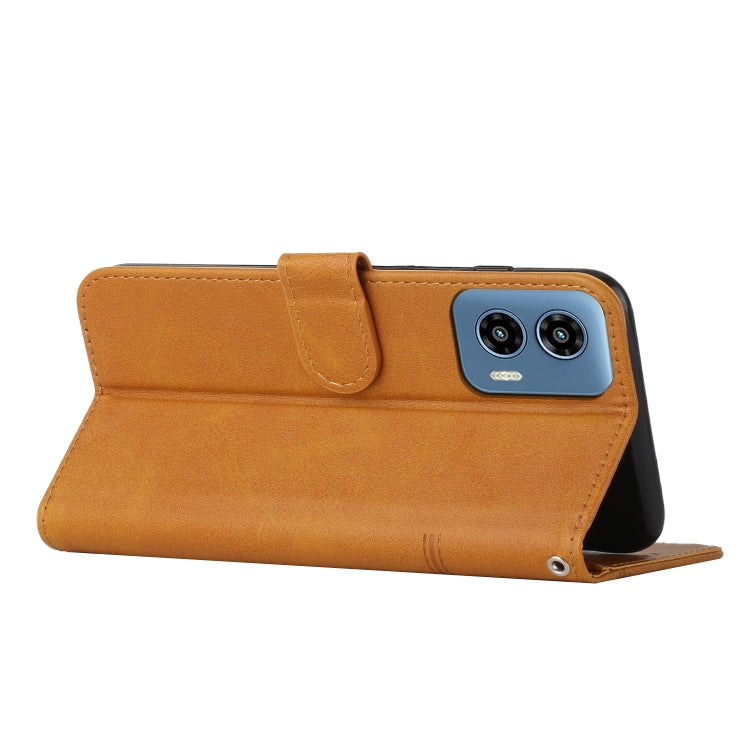 For Motorola Moto G Play 5G 2024/G 5G 2024 Stitching Calf Texture Buckle Leather Phone Case(Yellow) - Motorola Cases by PMC Jewellery | Online Shopping South Africa | PMC Jewellery | Buy Now Pay Later Mobicred