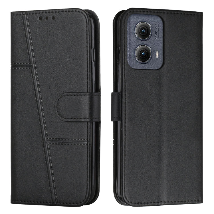 For Motorola Edge 2024 Stitching Calf Texture Buckle Leather Phone Case(Black) - Motorola Cases by PMC Jewellery | Online Shopping South Africa | PMC Jewellery | Buy Now Pay Later Mobicred