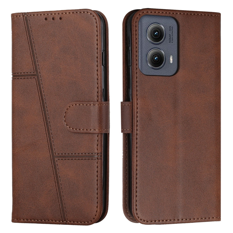 For Motorola Edge 2024 Stitching Calf Texture Buckle Leather Phone Case(Brown) - Motorola Cases by PMC Jewellery | Online Shopping South Africa | PMC Jewellery | Buy Now Pay Later Mobicred